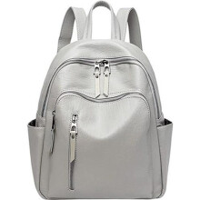 ZGEER women's backpack in a trendy style – grey – leather – college look – dimensions: 26 x 11 x 32 cm