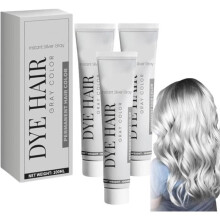 Χρωματισμός Cheveux Gris - 3 τεμάχια - Crème Colorante Cheveux Gris - Couleur Gris Argent - Tous Types de Cheveux