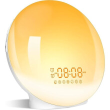 ZHMAO LED-Wecker mit Radio und Licht, Nachttischlampe, 20-stufiger Helligkeitsregelung und Sonnenaufgangs-/Sonnenuntergangssimulator.
