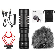 Microfono a condensatore mini BOYA BY-MM1 con diagramma polare cardioide e connettore jack da 3,5 mm per smartphone, tablet, PC e fotocamere