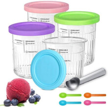 Set di 4 contenitori per gelato Ninja Creami con coperchi in silicone, compatibili con la serie NC501/NC500.
