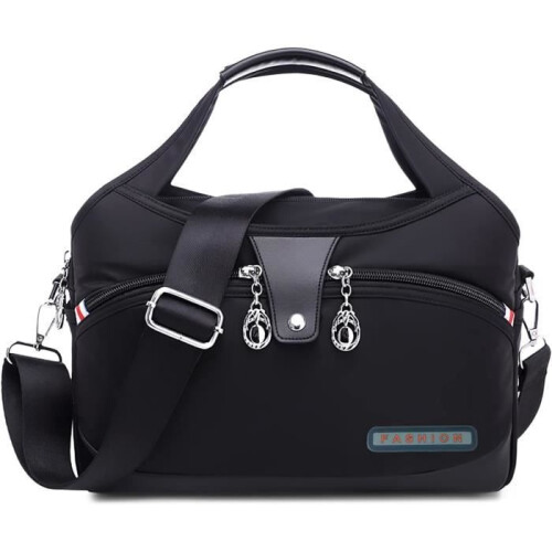 Women's handbag, Oxford shoulder bag, waterproof multi-functional bag with multiple compartments, black