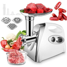 2800w Copper Motor Electric Meat Grinder, 3 in 1 Meat Grinder with 3 Stainless Steel Grinding Plates