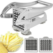 Manual French fry cutter, stainless steel French fry cutter, professional French fry cutter with 2 replacement blades, French fry cutter