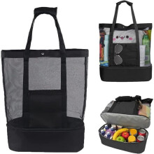 Beach Bag - XXL - Insulated Compartment - Canvas and Mesh - Unisex