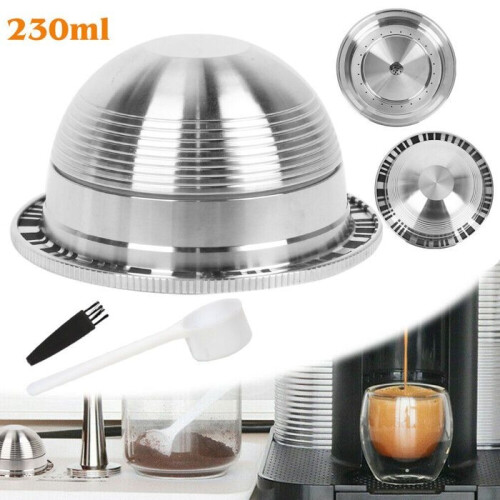 230ml refillable reusable stainless steel coffee filter capsules for Nespresso Vertuo