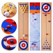 Set da curling da tavolo 3 in 1 – Misto – Bianco – Simulazione realistica del curling olimpico