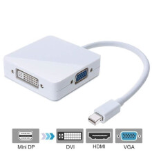 NetBoat 3-in-1 Mini DisplayPort Adapter (Thunderbolt compatible) to HDMI/DVI/VGA