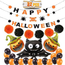 Palloncini in lattice – Halloween – Confezione da 32 – Decorazioni per feste – Zucche – Multicolore