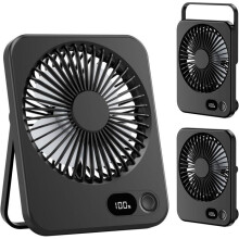 Ventilatore da tavolo, mini ventilatore portatile con batteria da 3600 mAh, silenzioso, 5 velocità, inclinabile a 180, piccolo