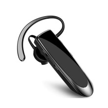 Bluetooth V4.1 Headset, Hands-Free Headphones, Noise-Canceling Microphone, 30-Day Battery Life, Carrying Case - Black