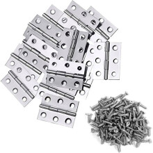 NetBoat Pack of 10 5.1 cm Folding Hinges with 60 Stainless Steel Screws, Silver