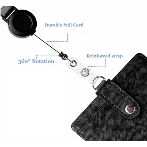 Badge Holder - Unspecified - Horizontal Model - Synthetic Leather - Retractable Lanyard - 2 Card Slots 2