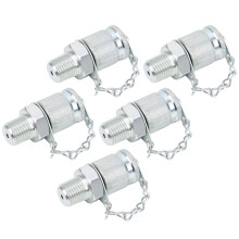 5Pcs Hydraulic Testing Adapters, PT/PPT, 1/4in, Galvanized Carbon Steel