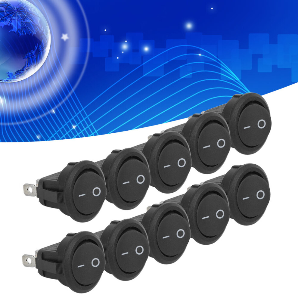 10Pcs 23Mm Mini 3Pin Rocker Switches, 2-Position, Black, 6A 250V 9351392338952