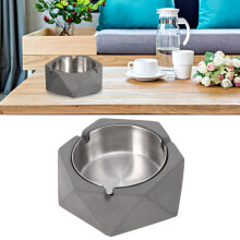 Nordic Style Geometric Cement Ashtray, 11x11x4.5cm, Dark Gray