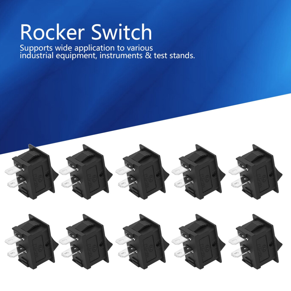 10Pcs Kcd1-101 Rocker Switch 2-Pin 2-Position Black
