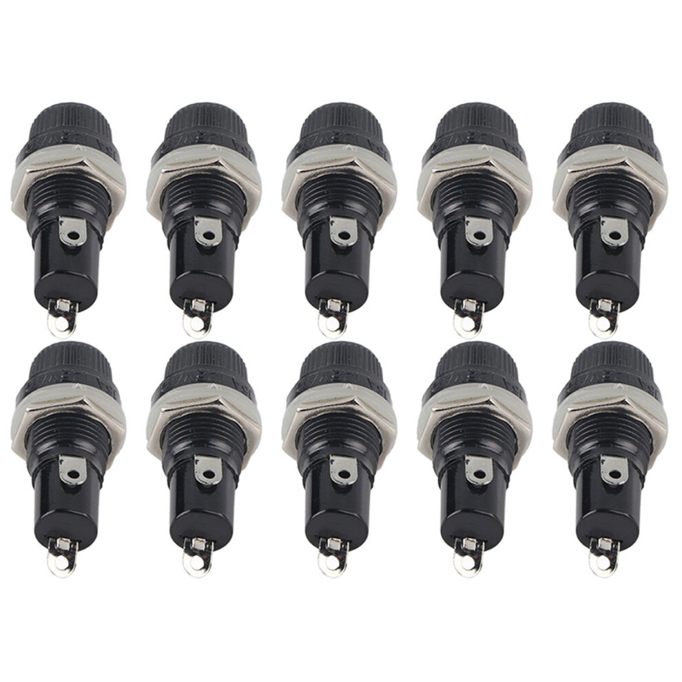 Radio Glass Tube Fuse Holder 10Pcs Panel Mount Screw Caps For 5X20mm Fuses 4961392338811