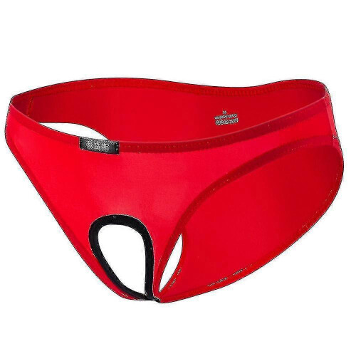 (XL,Red)Crotchless Briefs Mens Underwear Panties Underpants