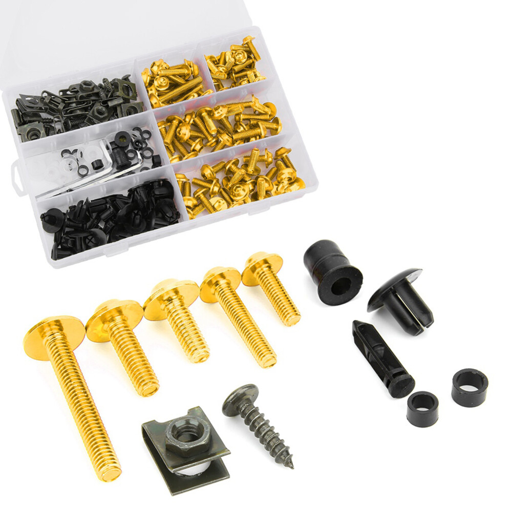 Motorcycle Windscreen Fairing Screws 198Pcs M5 M6 Bolts Gold Coated Fasteners 7661392343026