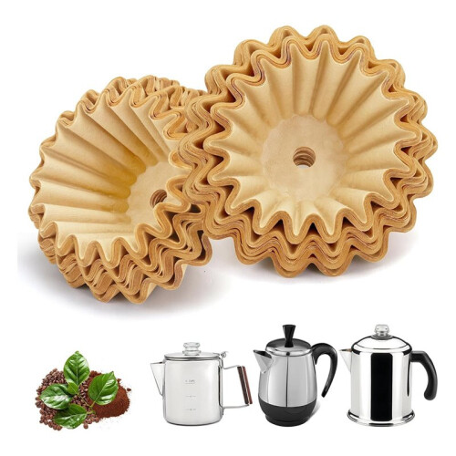 Coffee Filters for  Coffee Percolator, 100 Pcs Perforated Unbleached Filter Paper for  4Cup 1