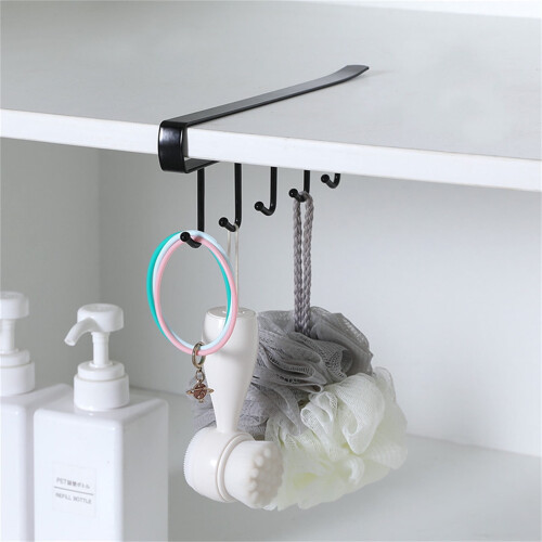 Viflosae Under-Cabinet Hook Rack – Black, Metal 1