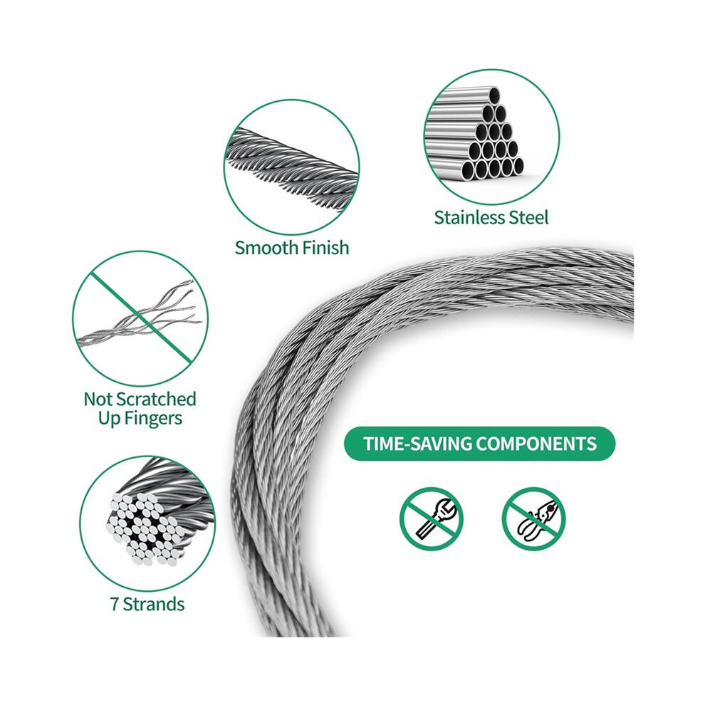4Sets Picture Hanging Wire Kit,Adjustable Heavy Duty Stainless Steel Picture Frame Wire Hanging Kit For Photo Frame,Lamp 6032923187388