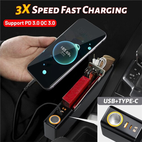 Car  Filler Organizer with Detachable Base and Multi-Charging , Dual Pack 2