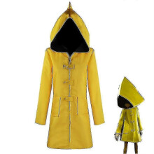 (Kid 150)Little Nightmares Cosplay Costume Unisex Yellow Long Jacket Coat Halloween Cosplay Performance Clothing