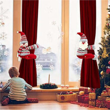 Ensemble de 4 Embrasses à Boucle de Rideau de Noël, Embrasses de Rideau en Bonhomme de Neige Mignon, Décoration de Vacances de Noël pour la Maison