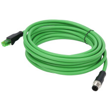 M12 to RJ45 Waterproof Ethernet Cable 5m IP67 for Industrial Use