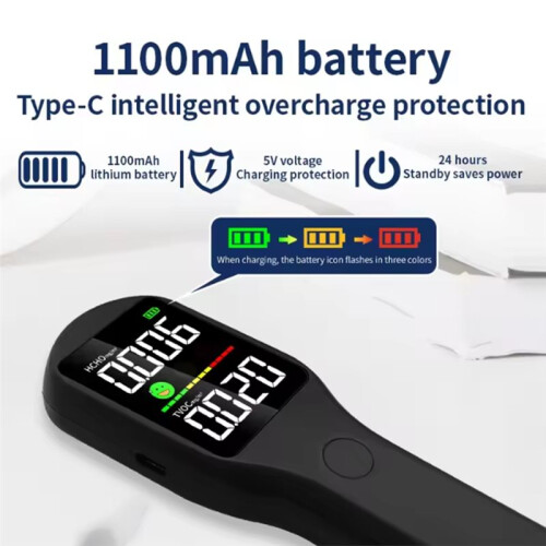 RC3005 Formaldehyde Air Quality Detector 3 Seconds Quick Test with Electrochemical Sensor Type-C Charging White 1