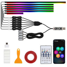 3-fach per App steuerbare, farbenfrohe Ambientebeleuchtung für den Fahrzeuginnenraum, modifizierte LED-Acryl-USB-Auto-Ambientebeleuchtu