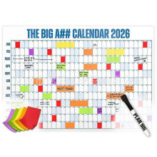 De Grote Kalender 2026 - Extra grote wandkalender met pen en stickers, maandplanner voor 2026 voor thuis of op kantoor, 33x43 inch