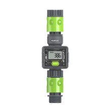 HK&Hanker RAINPOINT Digital Water Flow Meter LCD Outdoor Garden Hose Water Consumption Flow Rate Measure 3/4in