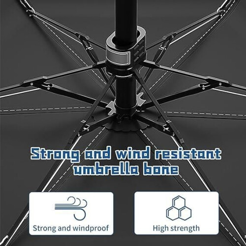 Mini umbrella – Black – Compact and foldable – UPF 50+ sun protection – Carrying bag – Wind-resistant 2