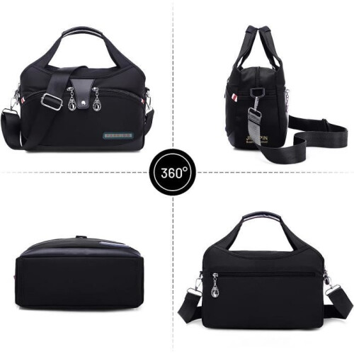 Women's handbag, Oxford shoulder bag, waterproof multi-functional bag with multiple compartments, black 2