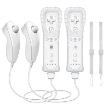 2 Stück Motion Plus Fernbedienungen, kompatibel mit Nintendo Wii und Wii U, kabellose Gaming-Controller, Weiß
