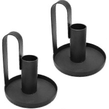 2 Pieces Vintage Iron Candle Holder Matte Black Candle Holder Simple Elegant Candle Holder Retro Table Decoration Restaurant Wedding Halloween Christm