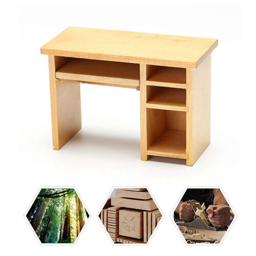 1:12 Compact Computer Desk W/Keyboard Tray Kit for Bedroom Office Study Table 1
