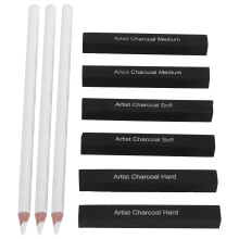 White Charcoal Pencils for Art and Sketch Carbon Drawing for Students 12 Pack