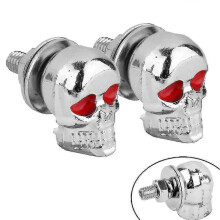 Skull License Plate Frame Bolts Screws Fastener Cap Motorcycle Car Truck Auto2pcs-silver - RIpj