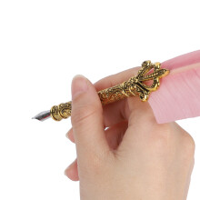 Vintage Water-Resistant Gold Head Feather Pen Set, Pink, 4x28.4cm