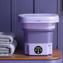 (EU, Purple) 8l Folding Washing Machine Portable Sock And Underwear Retractable Household Washing Machine 3 Models With Spin Dry