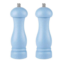(Light Sea Blue Color Box) High Quality Oak Wood Salt And Pepper Grinder Adjustable Coarseness And Refillable