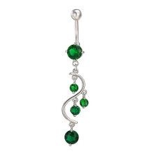 (Green) Sexy Shiny Cubic Zirconia Dangle Bikini Jewelry Belly Button Navel Barbell Ring