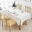 (Beige, 140x200cm) Cotton Linen Tablecloth Rectangular Dining Table Cloth Cover Home Decor 1
