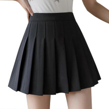 (Black, XS A) Girls Women High Waisted Plain Pleated Skirt Skater Tennis School Uniforms A-line Mini Skirt With