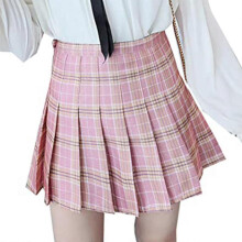 (Black, S B) Girls Women High Waisted Plain Pleated Skirt Skater Tennis School Uniforms A-line Mini Skirt With