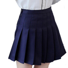 (Navy Blue, 2XL A) Girls Women High Waisted Plain Pleated Skirt Skater Tennis School Uniforms A-line Mini Skirt With